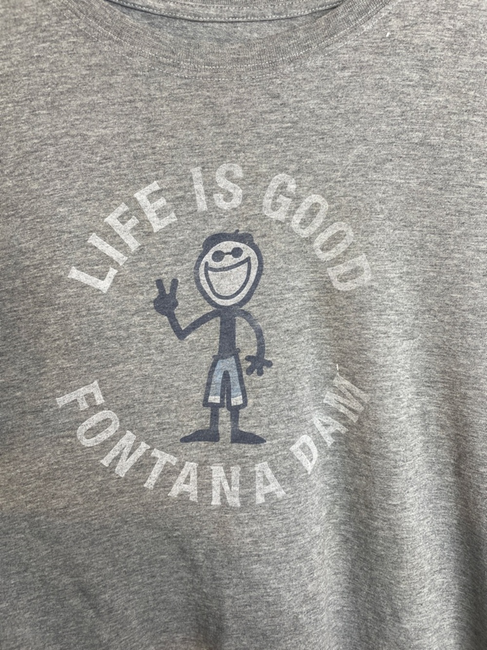Life Is Good Fontana Dam Gray Graphic Tee Shirt Size Large